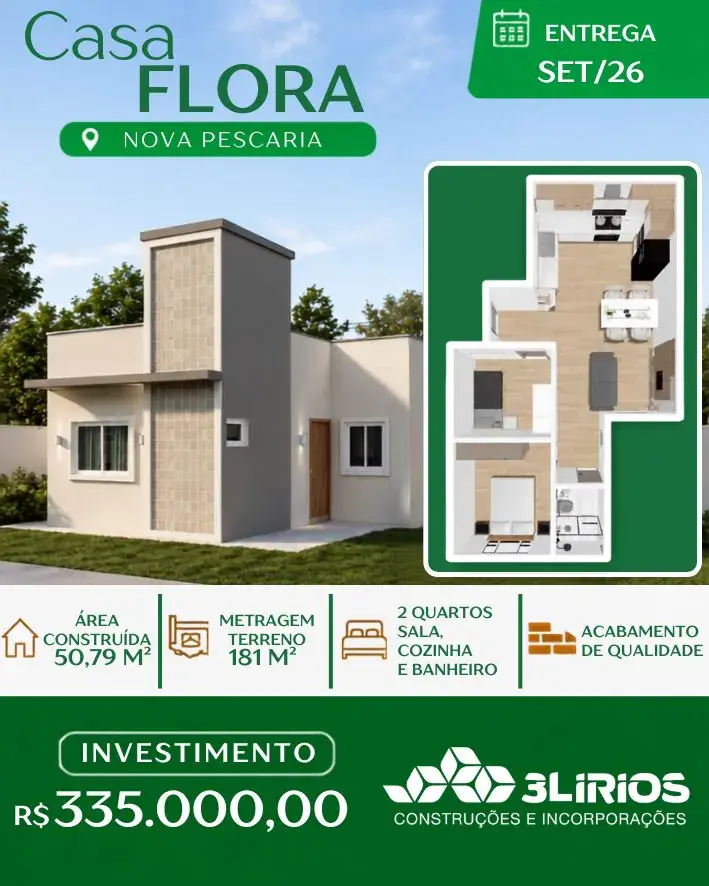 Casa Flora, casa térrea de 2 quartos em Nova Pescaria. Foto 7 de 7.